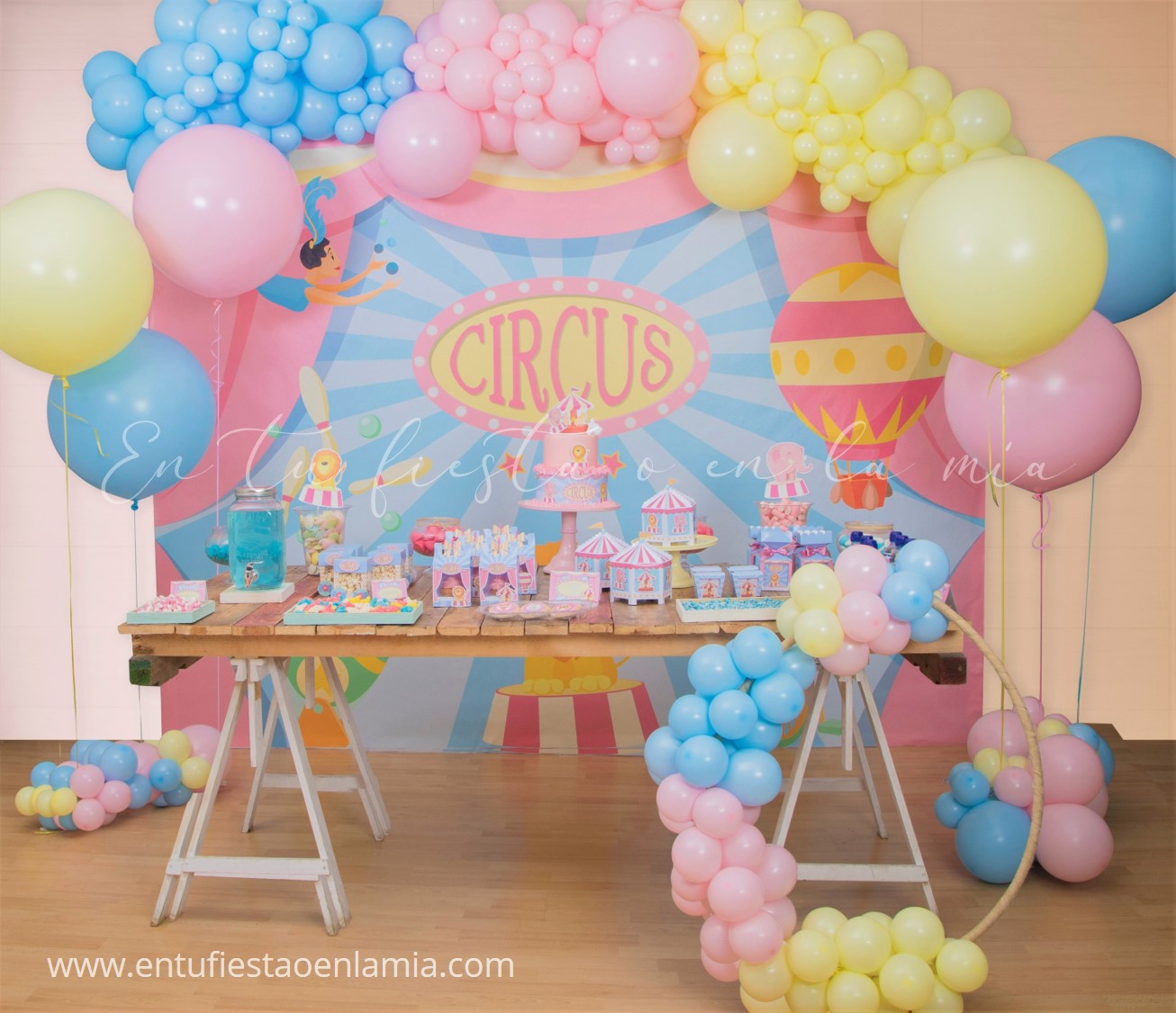 Arco baby shower niña decoración de fiestas- Circus Fiesta